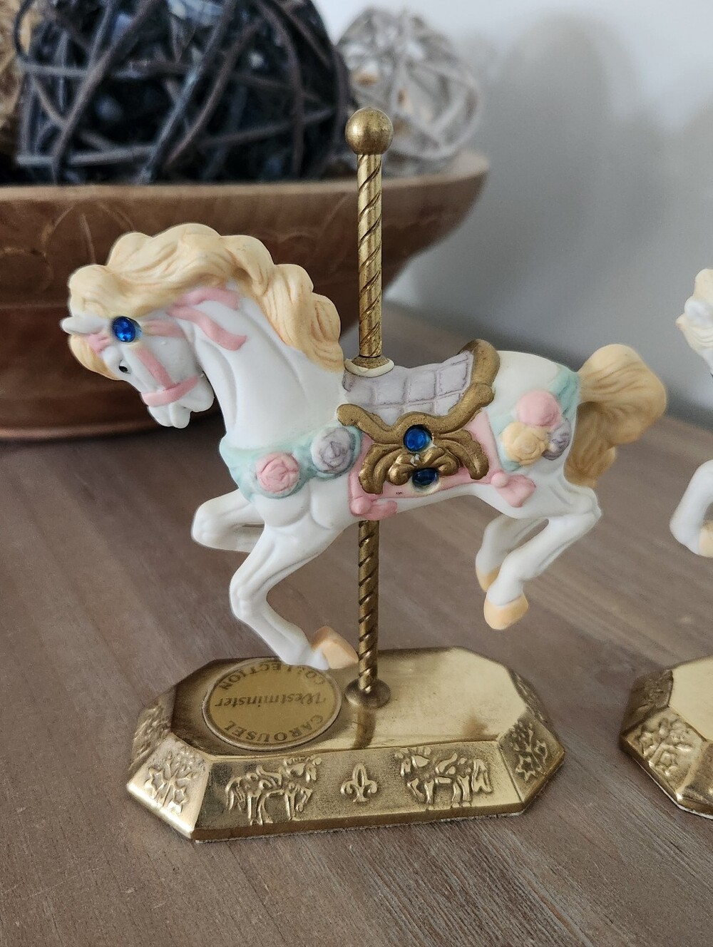 Vintage Westminster Carousel Horse Figurine Lot, 3 Decorative Collectible Horses - Picture 2 of 16